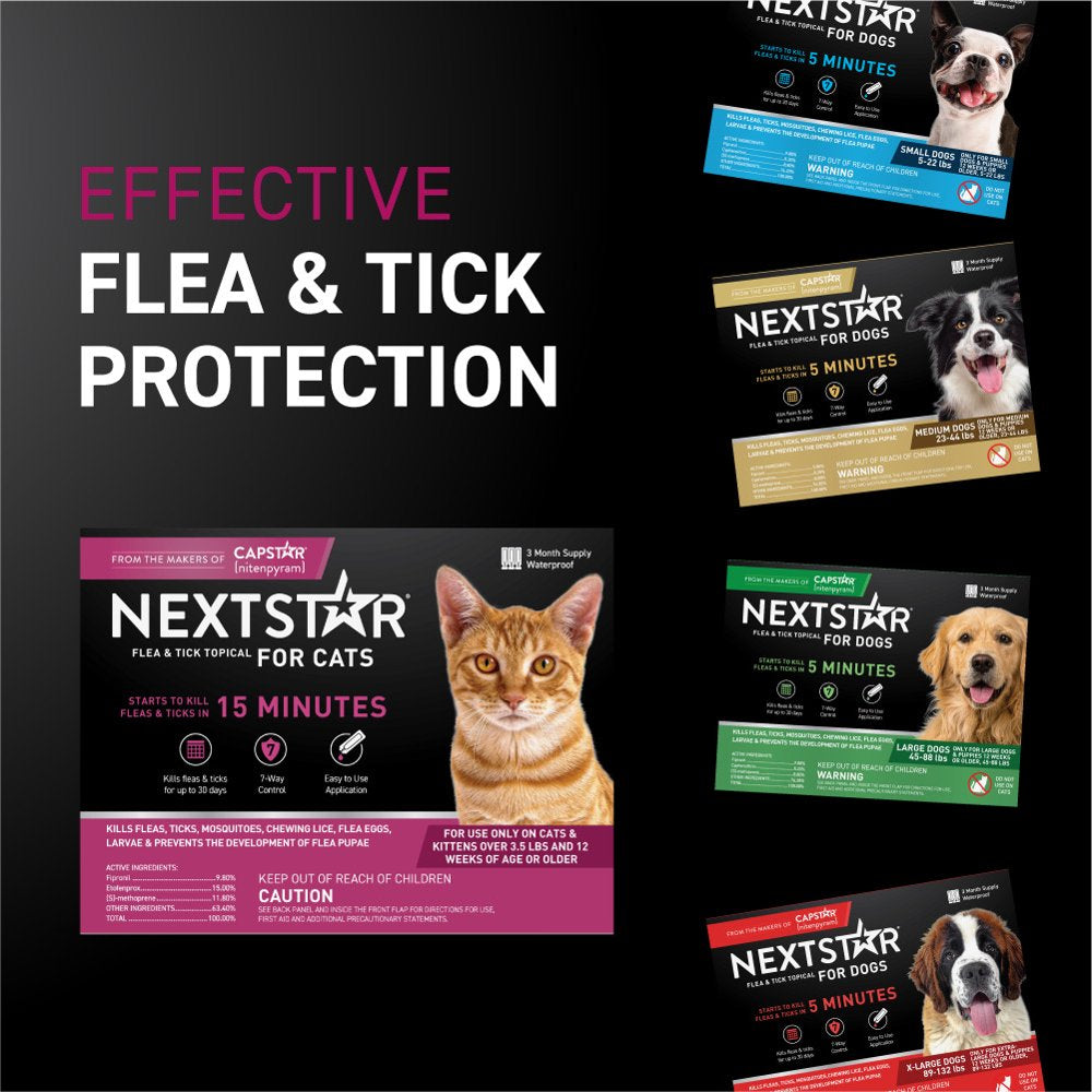 NEXTSTAR Flea & Tick Topical Prevention for Cats over 3.5 Lbs, 3-Month Supply