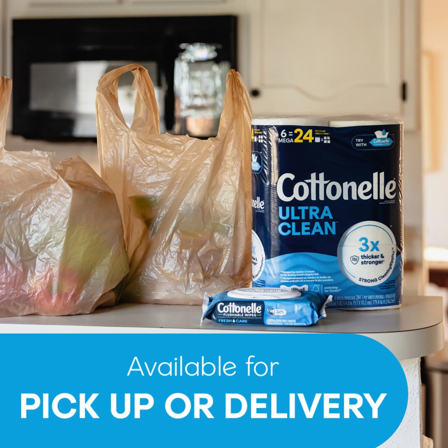 Cottonelle Ultra Clean Toilet Paper, Strong Toilet Tissue, 36 Mega Rolls