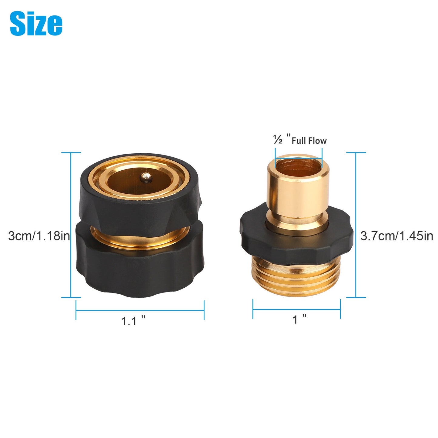 3/4" Garden Hose Quick Connect Water Hose Fit Female Male Connector Set Fitting