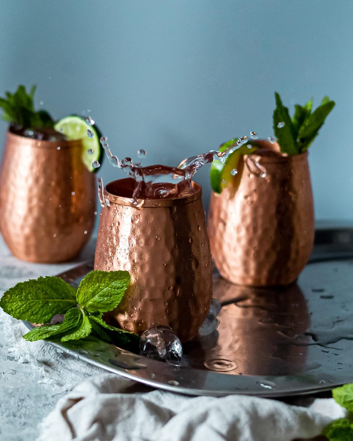 Kosdeg Copper Water Bottle - 34 Oz and Cup 12 Oz - a Hammered Ayurvedic Pure Copper Vessels for Drinking - Drink More Water, Lower Your Sugar Intake and Enjoy the Health Benefits Immediately