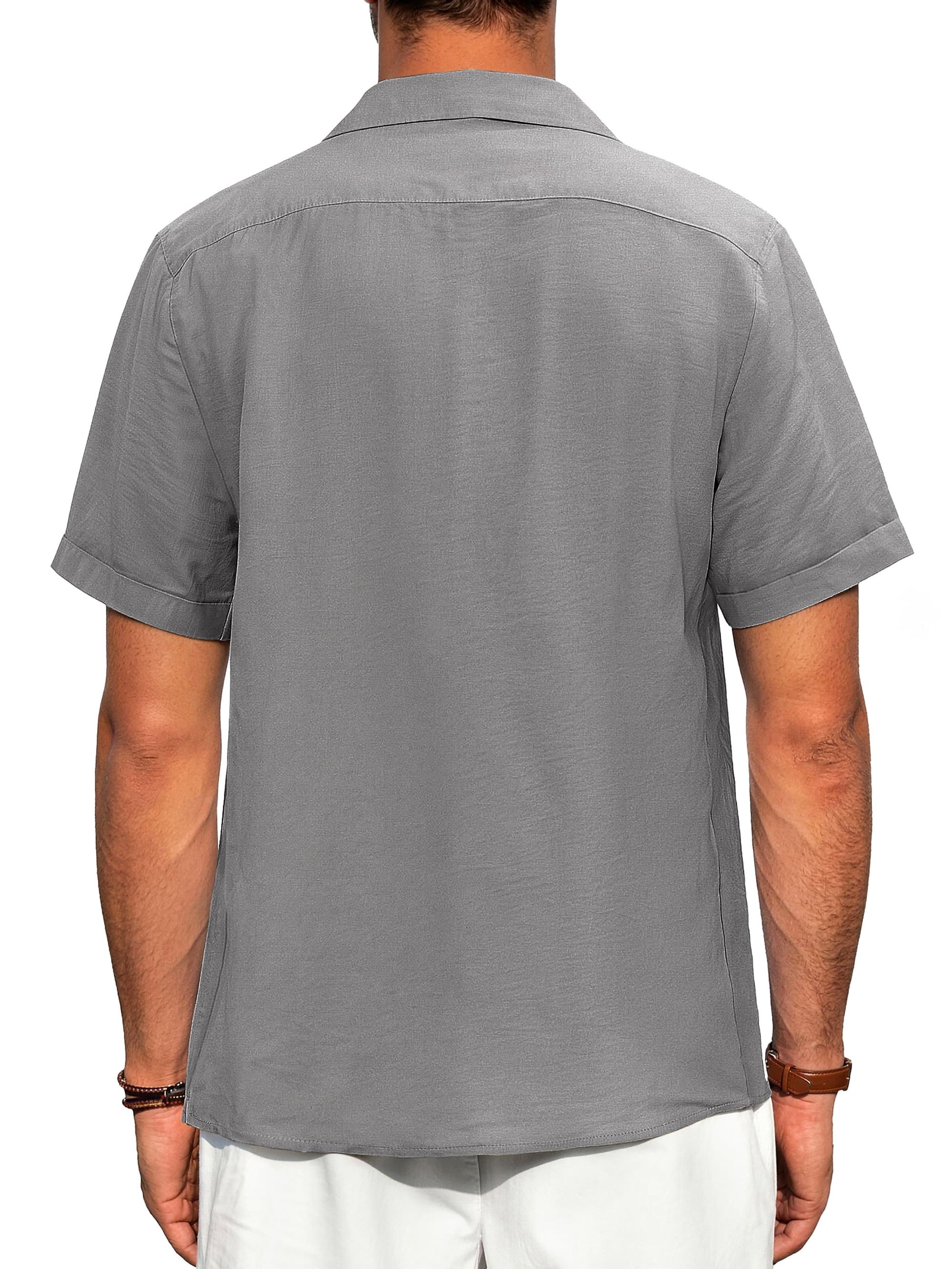 GENTS BLISS Men Linen Shirts Casual Short Sleeve Button down Shirts for Men Beach Tops with Pocket