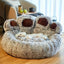 Kylinsure Paw Shape Calming Pet Bed, Plush Faux Fur Donut Bed for Dogs & Cats, Machine Washable, Non-Slip Bottom