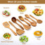 AIUHI Wood Spoons for Cooking, Nonstick Kitchen Utensil Set, Wooden Spoons Cooking Utensil Set Non Scratch Natural Teak Wooden Utensils for Cooking (Teak 8 Pack)