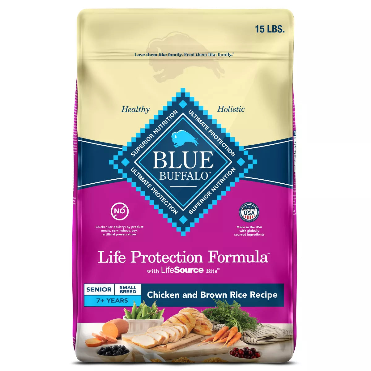Blue Buffalo Life Protection Formula Natural Senior Small Breed Dry Dog Food with Chicken and Brown Rice