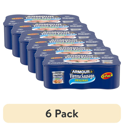 (6 Pack) Armour Star Vienna Sausage, Original Flavor, 7G Protein per Serving, 4.6 Oz Can (Pack of 6)