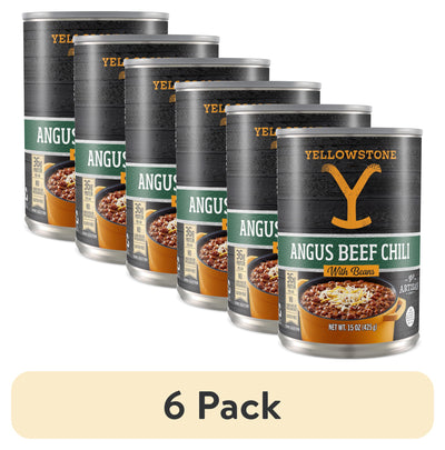(6 Pack) Yellowstone Angus Beef Chili with Beans 15 Oz. Can Savory