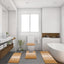Ileading Traditional 4 Piece Microfiber Washable Bathroom Rug Set
