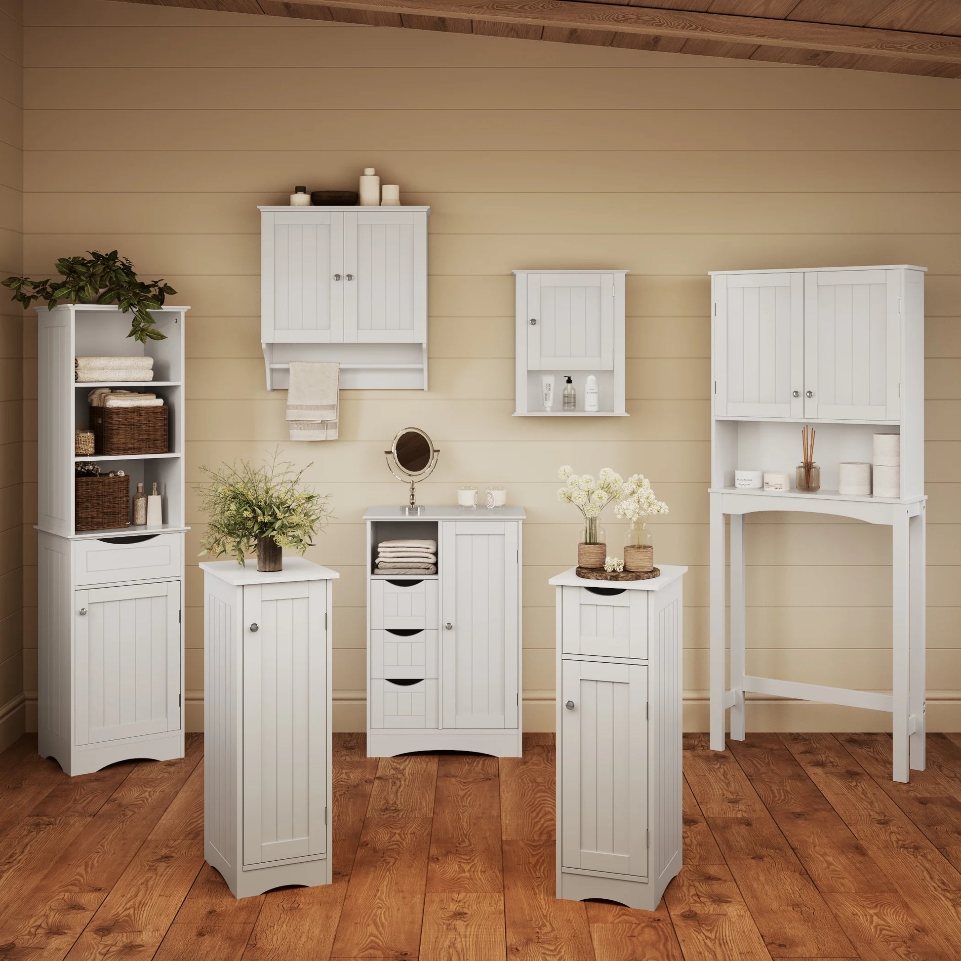 Riverridge Ashland 2-Door Bathroom Medicine Cabinet Wall Storage with Towel Bar - White