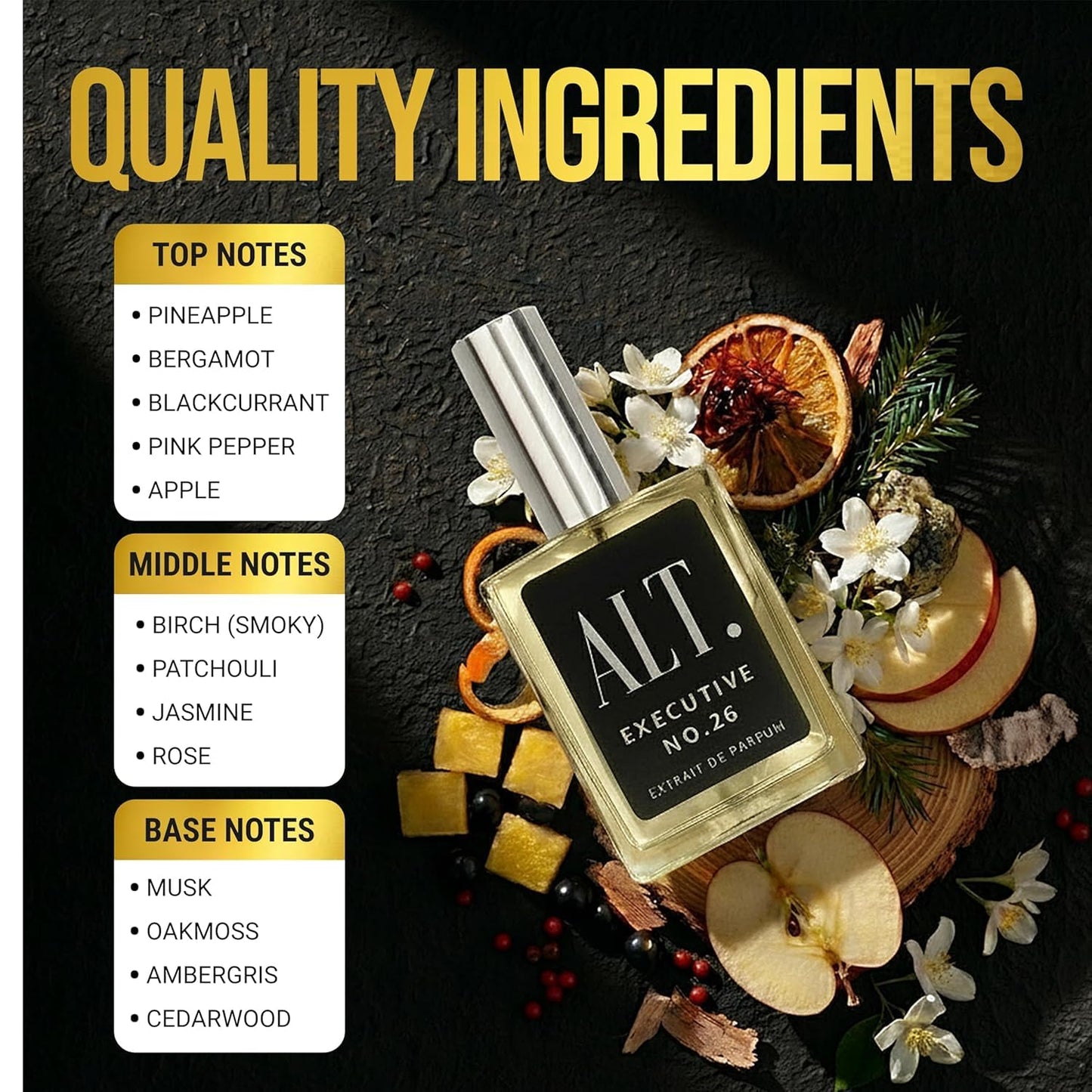 ALT. FRAGRANCES Executive No. 26 - Inspired by Avntus, Perfume for Men, Extrait De Parfum, Long Lasting Woody Fruity Perfume for Men with Bergamot, Pineapple & Oakmoss, 60Ml