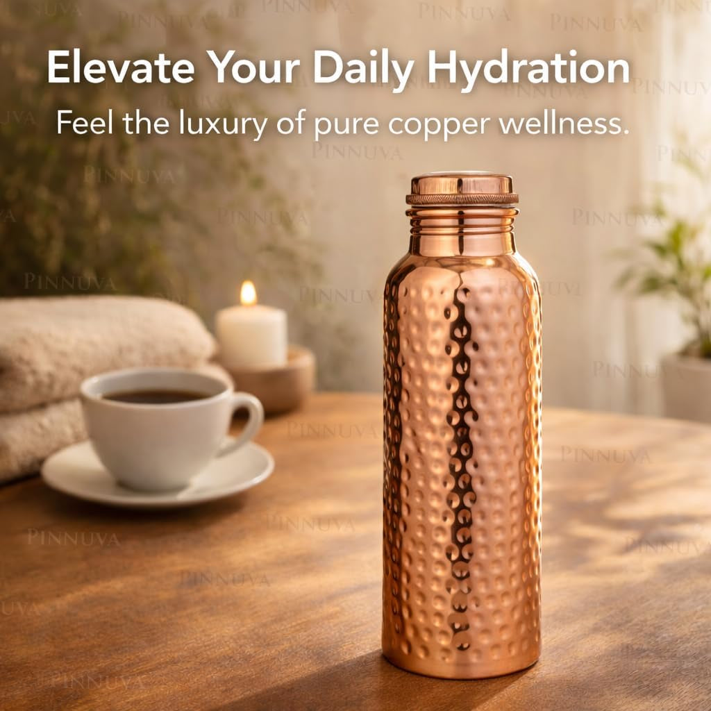 Copper Water Bottle 32Oz - Extra Large 100% Pure Ayurvedic Copper Water Bottle for Drinking, Wide Mouth, Leak-Proof Lid BPA Free Non-Insulated & Eco Friendly with Premium Quality