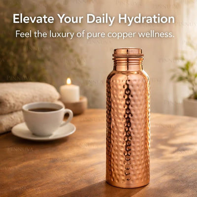 Copper Water Bottle 32Oz - Extra Large 100% Pure Ayurvedic Copper Water Bottle for Drinking, Wide Mouth, Leak-Proof Lid BPA Free Non-Insulated & Eco Friendly with Premium Quality
