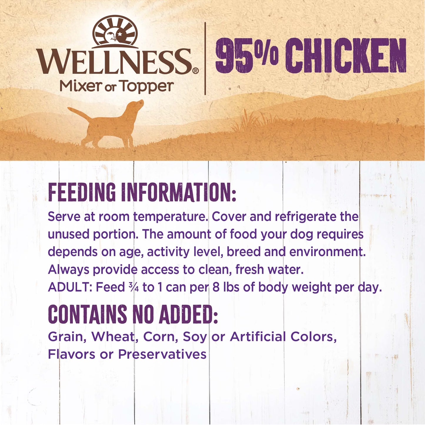 Wellness 95% Chicken Natural Wet Grain Free Canned Dog Food, 13.2-Ounce Can (Pack of 12)