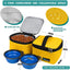 Petami Dog Travel Bag Organizer, Pet Travel Kit with 2 Food Containers & 2 Collapsible Dog Bowls, Pet Supplies Tote with Luggage Sleeve, Weekend Road Trip Camping Essentials, Yellow, Medium
