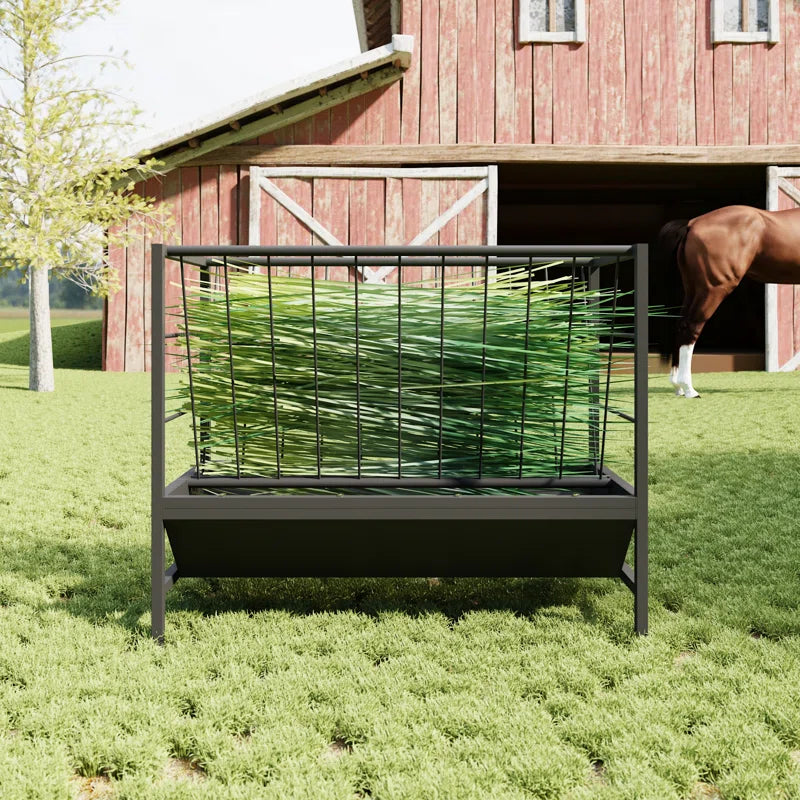45-Gallon Heavy-Duty Pasture Hay & Grain Feeder with 24 Gallon Feed Pan, Livestock Feeding Trough Quick to Assemble, Feeding Goats, Calves, Cow, Horse for Farms