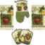 Apple Orchards Kitchen Towel 5 Piece Linen Set 2 Towels 2 Pot Holders 1 Oven Mitt