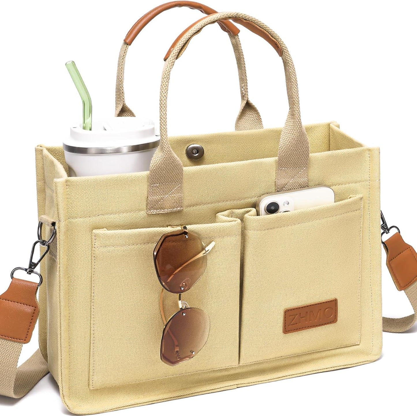 ZHMO Canvas Tote Bag for Women,Women'S Bags Crossbody Bags Work Laptop Tote Bag Large Handbags Purse for Travel Nurse Teacher