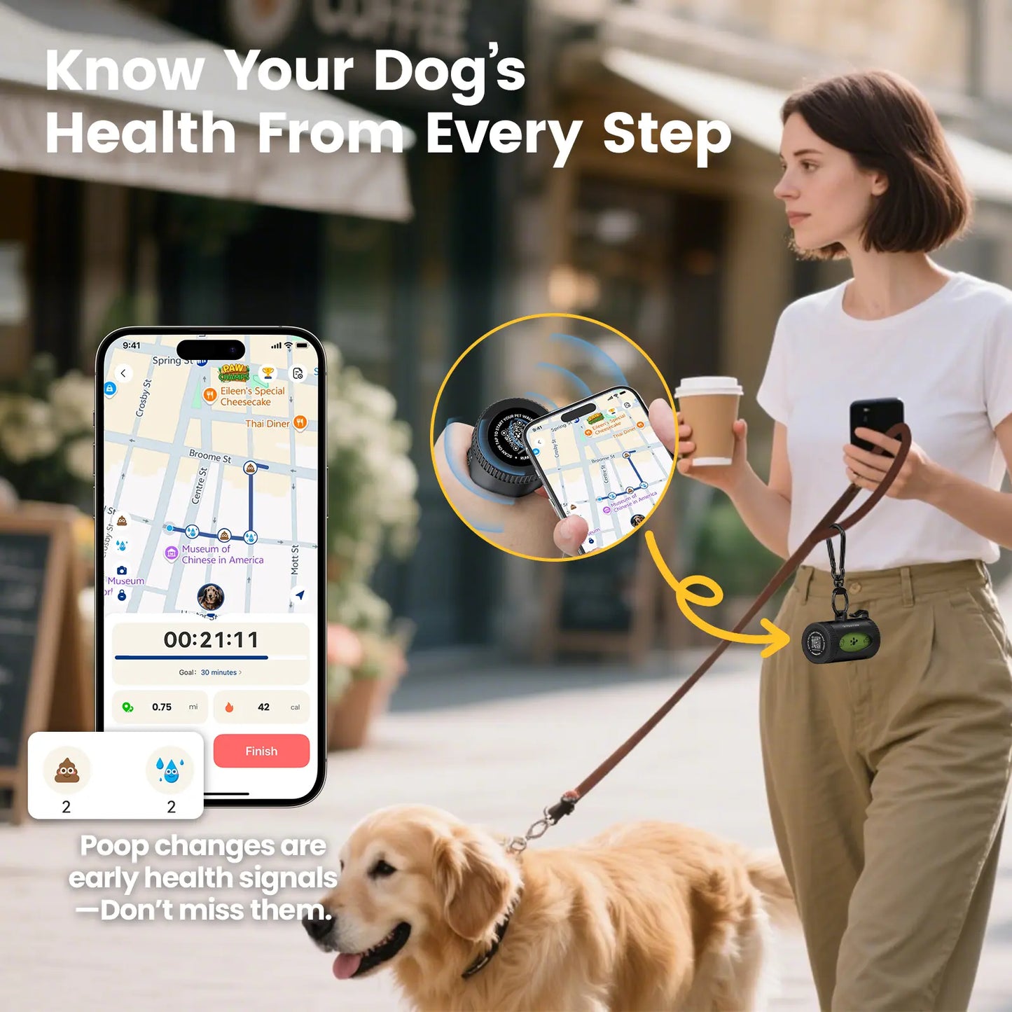 Pawview | Dog Poop Bag Dispenser with 7 Refills, Extra-Thick, Durable and Guaranteed Leakproof, Lavender Scented, Hands-Free Walking Set for Big and Small Dogs