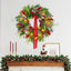 Christmas Wreath with Lights,Outdoor Pre-Lit Christmas Wreaths for Front Door-24 Inch Xmas Door Wreath with Pine Needles Pine Cones and Red Berries- Farmhouse Home Christmas Decorations
