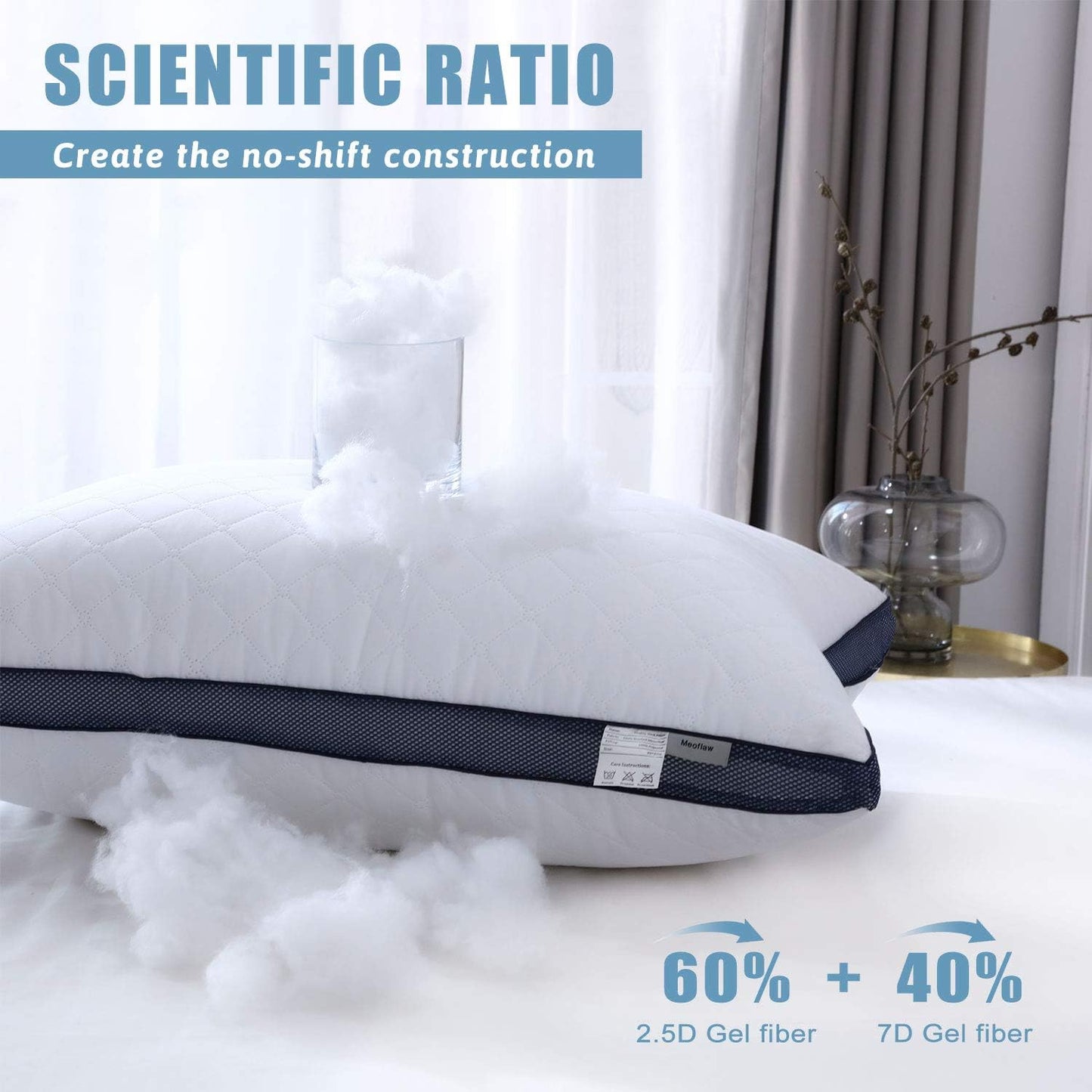 Meoflaw Pillows for Sleeping (4-Pack), Luxury Hotel Pillows Queen Size Set of 4,Bed Pillows for Side and Back Sleeper (Queen)