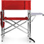 PICNIC TIME Sports Chair with Side Table and Armrest Caddy, Lightweight Aluminum Folding Outdoor Camping Chair for Adults, Portable Director Style Lawn Seating with Pockets & Carry Strap, (Red)