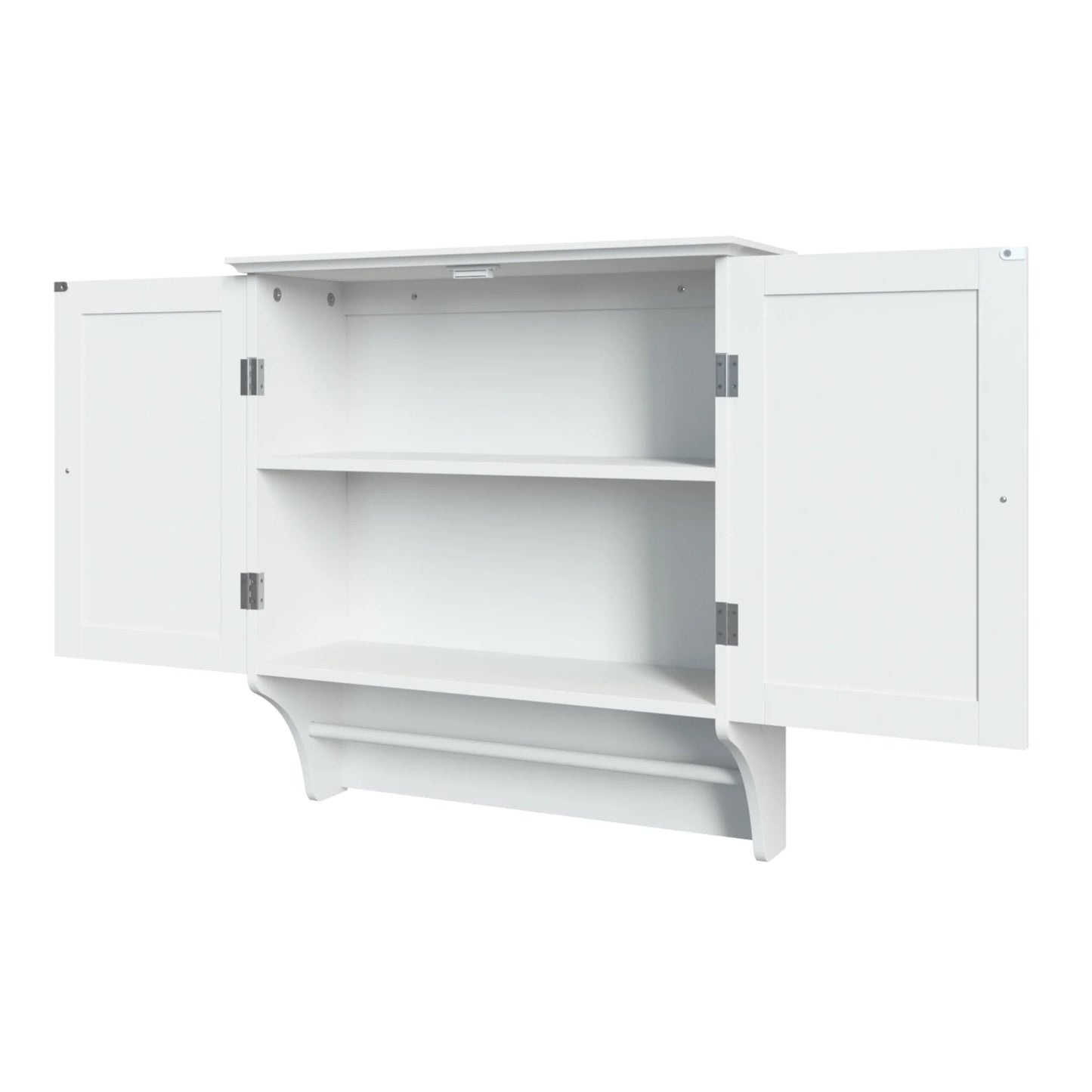 Riverridge Ashland 2-Door Bathroom Medicine Cabinet Wall Storage with Towel Bar - White