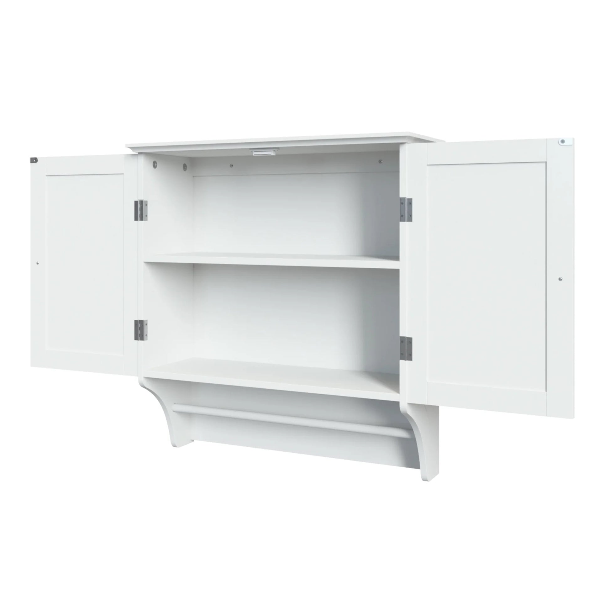 Riverridge Ashland 2-Door Bathroom Medicine Cabinet Wall Storage with Towel Bar - White