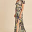 Aemi + Co Lace Detail Slit Geometric Print Short Sleeve Maxi Dress