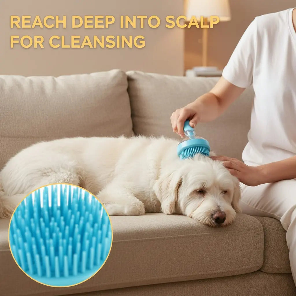 2025 New 2 in 1 Pet Bath and Grooming Brush Is a Pet Tool with Built in Shampoo Dispenser for Easy Bathing a Soft Massage Tool for Long or Short Haired Dogs and Cats Ideal for Shower