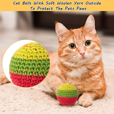 Cat Toys Balls, Woolen Yarn Cat Ball Toy with Bell Inside, Cat Toys for Indoor C