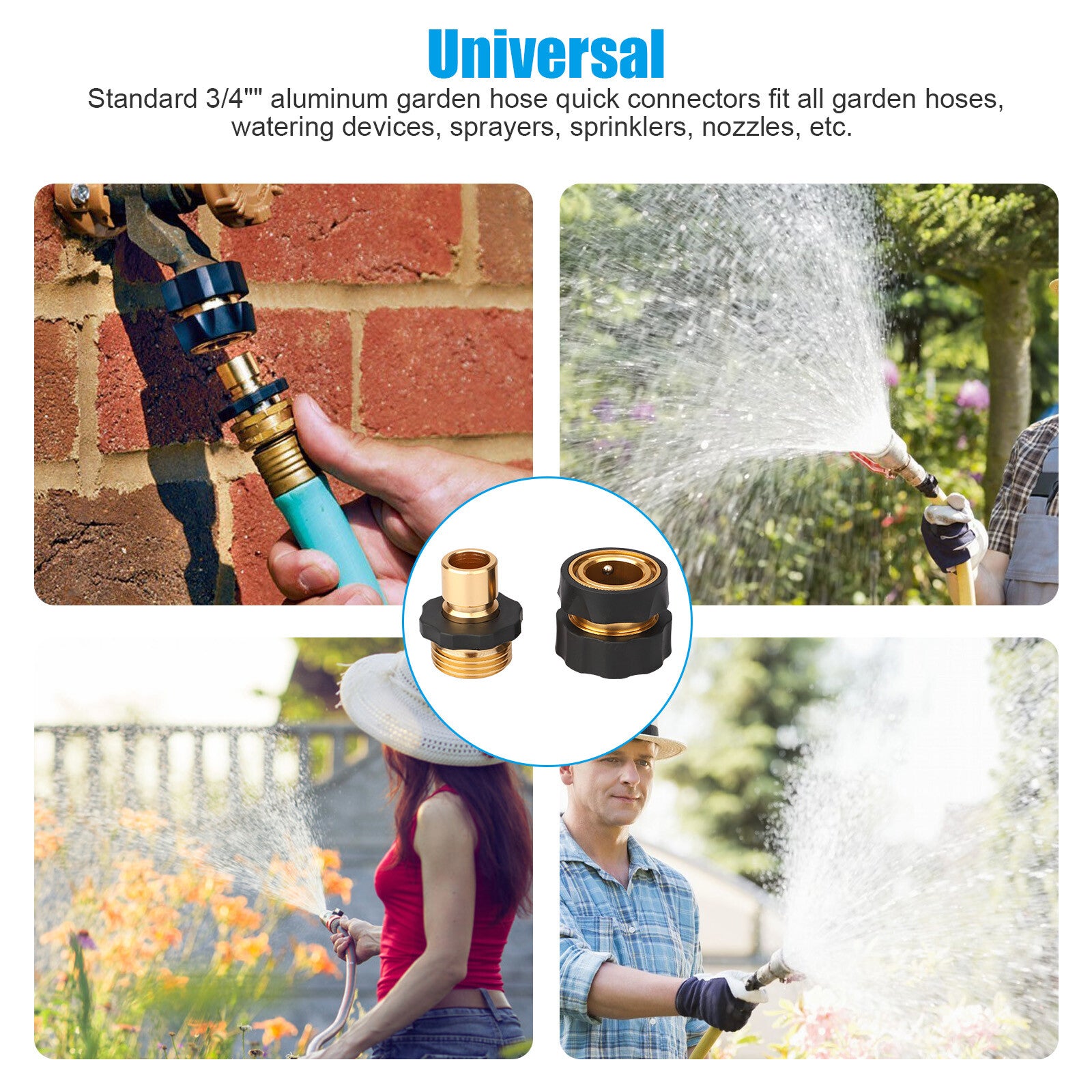 3/4" Garden Hose Quick Connect Water Hose Fit Female Male Connector Set Fitting