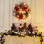 24 Inch Lighted Christmas Wreaths, Pre-Lit Xmas Wreath with 3 Red Bow, Pine Wreath with 30 LED Lights, Light up Christmas Wreath for Front Door Holiday Wall Christmas Party Decor