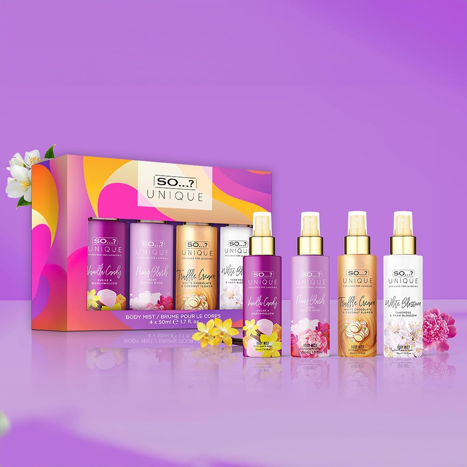 So…? Unique Body Mist Set - Perfumes for Women - Body Spray for Women - Vegan, Cruelty Free - Travel Size Gift Set - 650 to 1000 Sprays - 4 Pcs