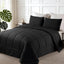 Exclusivo Mezcla Lightweight Reversible Queen Size Comforter Set, down Alternative Comforter with 2 Pillow Sham, Queen Size Bedding Set for All Seasons, Black