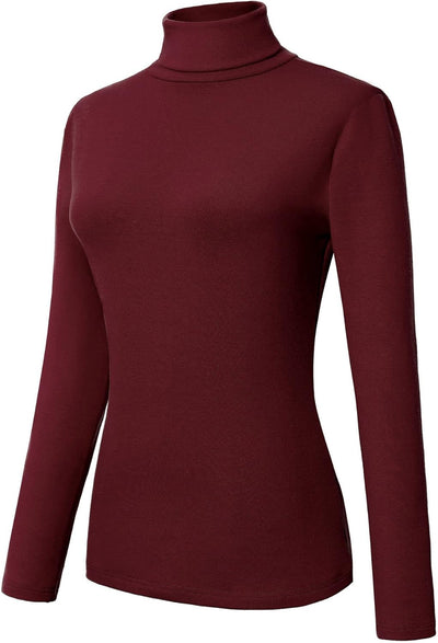 Urban Coco Women'S Long Sleeve Turtleneck Slim Fitted T Shirts Basic Stretch Tee Tops