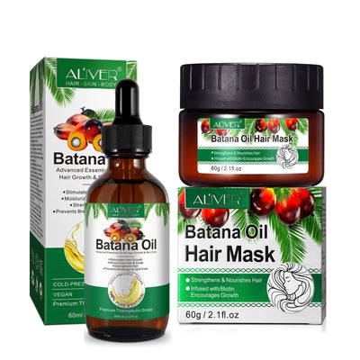 Aliver Batana Oil for Hair & Skin Care,100% Pure & Natural Batana Oil & Raw Batana Oil Hair Mask Set for Nourish & Moisturize Hair and Scalp