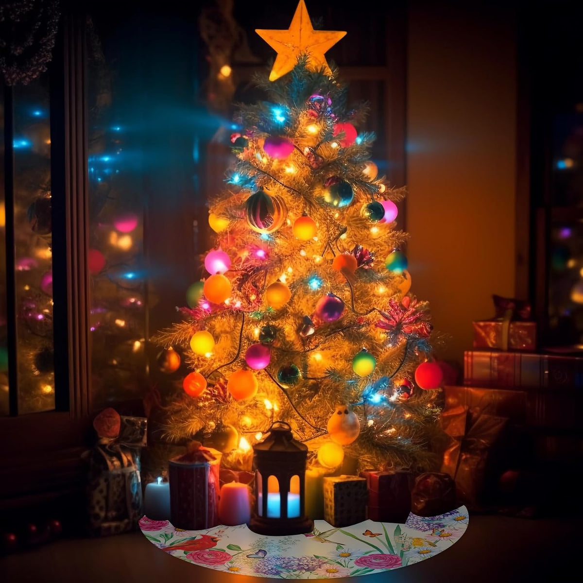Xmas Tree Skirt, Christmas Tree Decoration Soft Plush Tree Mat Holiday Party 36 Inches