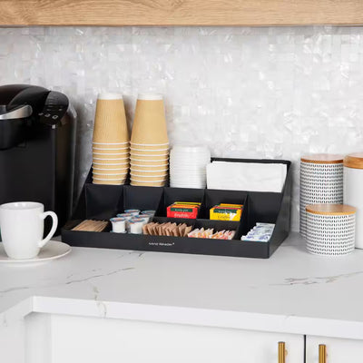 Cup and Condiment Station, Countertop Org, Coffee Bar, Rayon from Bamboo, 18.13 In. L X 9.5 In. W X 6.5 In. H, Brown