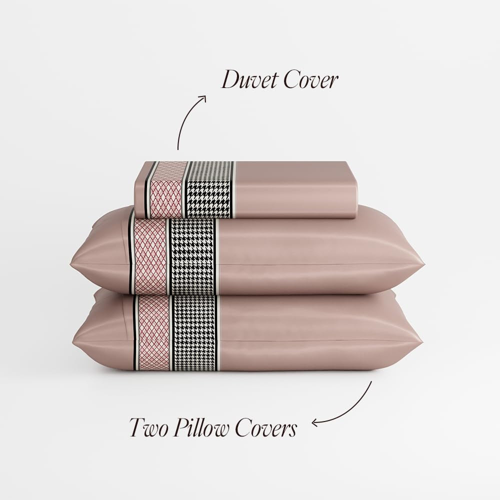 Stoa Paris King Duvet Cover Set 3Pcs, 300TC Silk-Like All-Season Luxury Satin Bedding, Skin & Hair Safe, Home Decor, Hidden Zipper + 2 Pillow Shams 20X40”, No Comforter Included, Versailles:Champagne