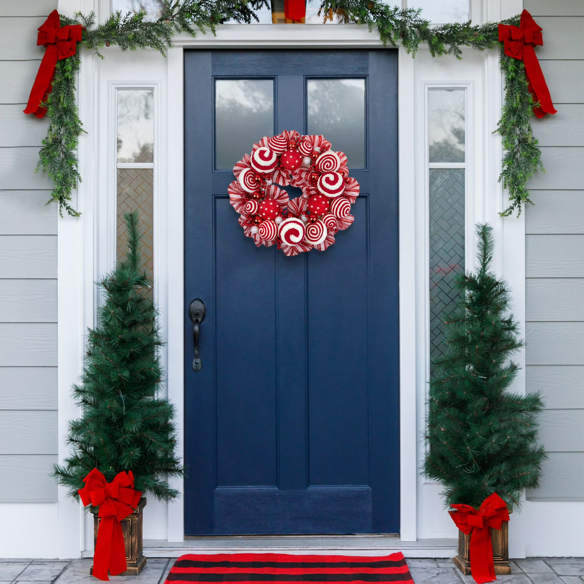 Northlight Peppermint and Berries Small Christmas Wreath - 20" - Unlit