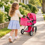 Fash N Kolor Foldable Pram for Baby Doll with Polka Dots Design with Swiveling Wheel Adjustable Handle