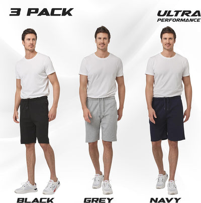 Ultra Performance 3 Pack Mens Shorts Casual Men'S Athletic Short Workout Gym Shorts for Men with Zipper Pockets, Small - 5X