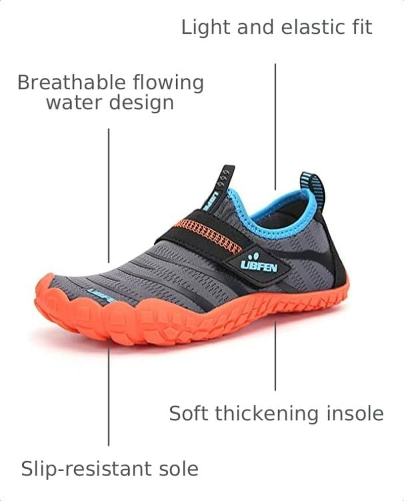 UBFEN Kids Water Shoes for Boys Girls Quick-Dry Swim Aqua Socks | Lightweight, Barefoot-Style, Perfect for Water Parks, Beach, Pool, Kayak, Creek Hiking, Camping, Toddler, Little Kid, Big Kid