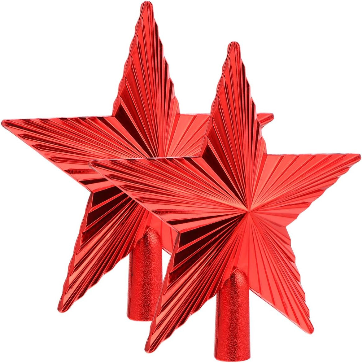 2Pcs Christmas Tree Star Topper, 20Cm Plastic for Xmas