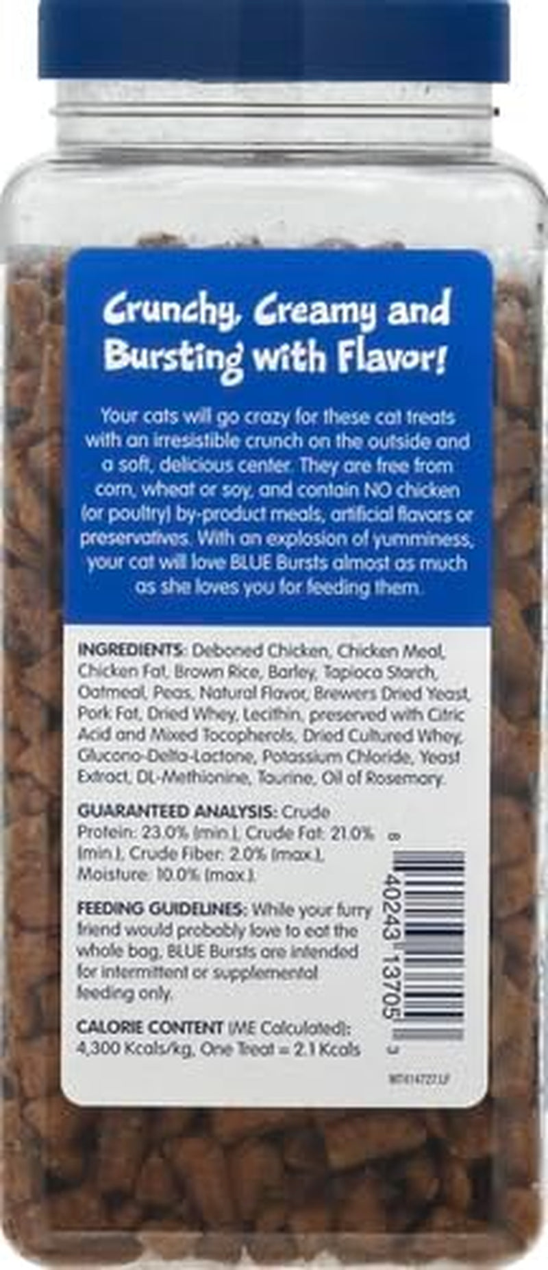 Blue Buffalo Bursts Crunchy & Creamy Cat Treats, Great for Training, Paw-Lickin' Chicken, 12-Oz. Tub (Pack of 4)