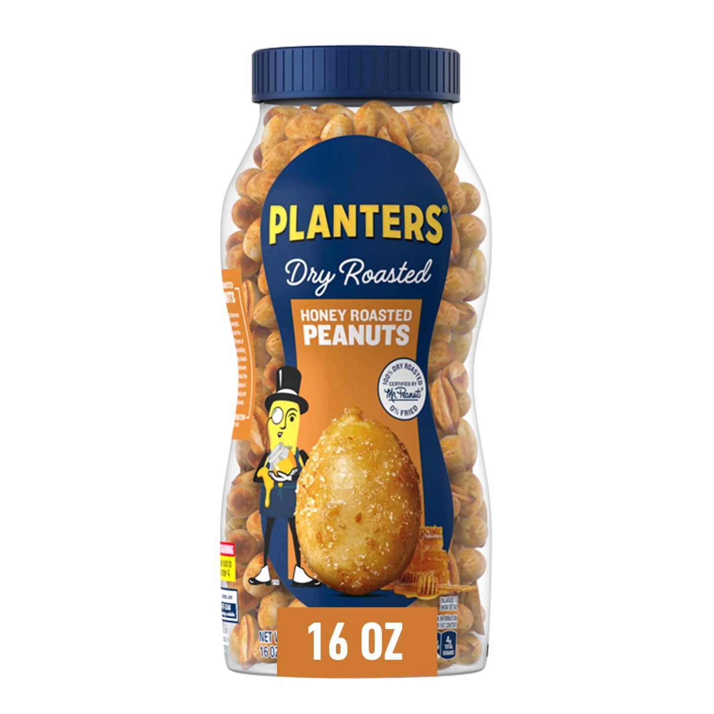 (4 Pack) PLANTERS Honey Roasted Peanuts, Party Snacks, Plant-Based Protein, 16 Oz Jar