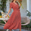 PRETTYGARDEN Women'S Summer Floral Boho Maxi Dress Short Sleeve Wrap V Neck Ruffle Long Flowy Beach Wedding Guest Dresses