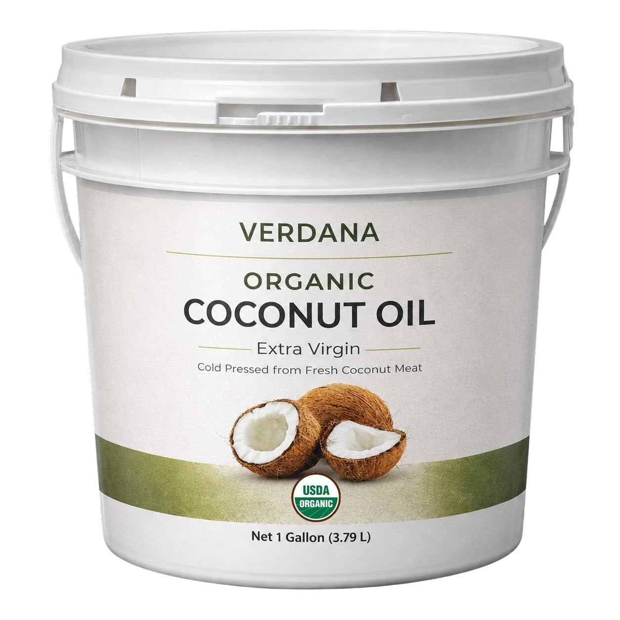 Verdana Organic Extra Virgin Coconut Oil, Food Grade, Unrefined Cold Pressed, USDA Organic, 1 Gallon, Bulk Value Size for Cooking, Baking & Soap Making