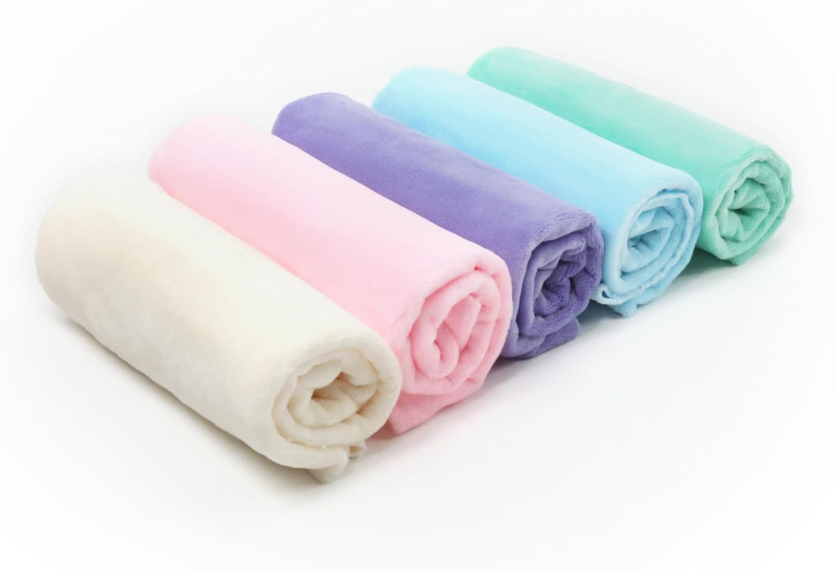 Kullaloo Plush Fabric | Precut Fabric Bundle: 5 Pieces Solid Minky Fabric for Sewing | 19.5X29.5 Each | for Plushies, Baby Blankets, Pillows, Dog Beds, Apparel | Pastel Colors Minky Fabric Pack