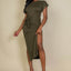 Tie Front Short Sleeve Side Slit Dress