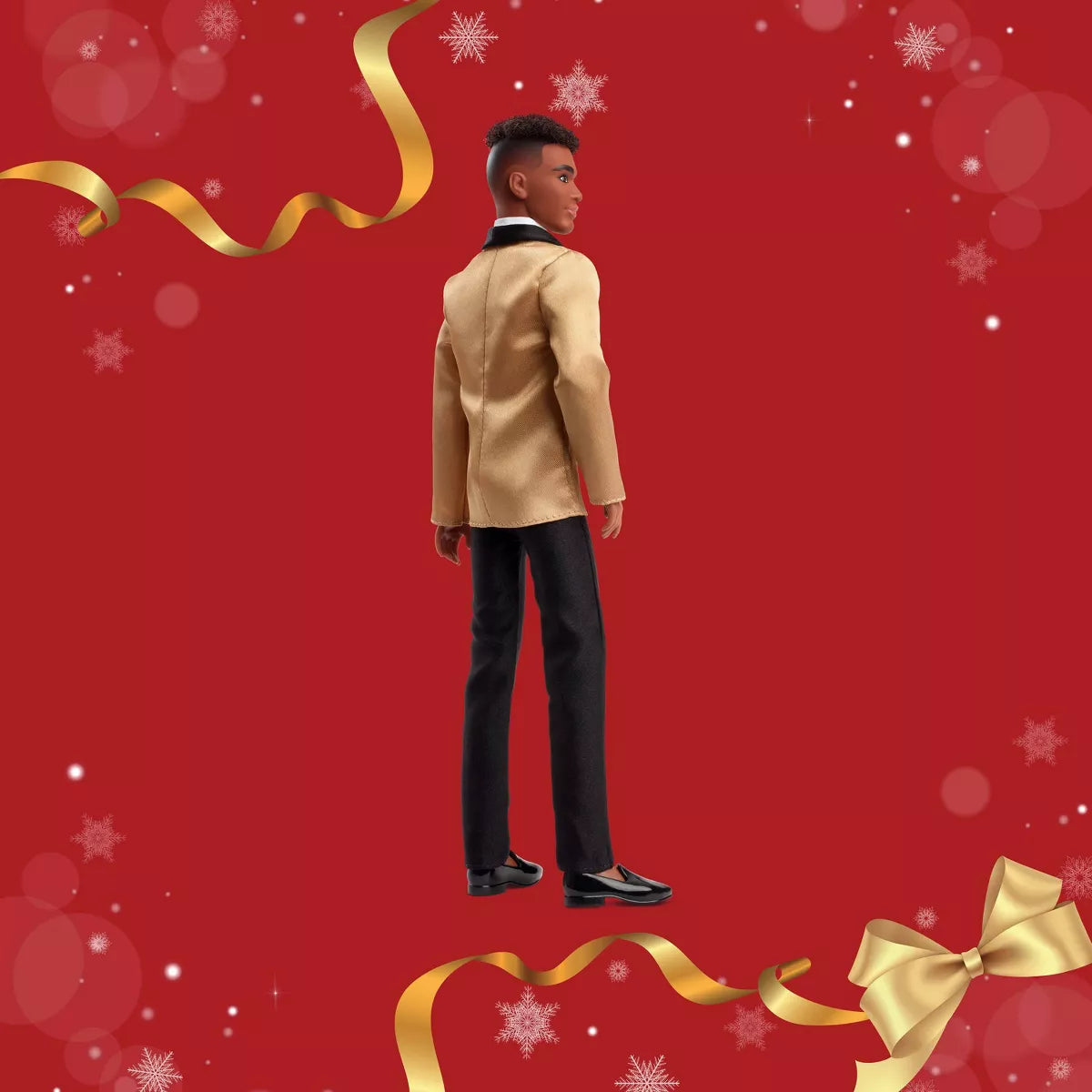 Barbie Signature 2025 Holiday Dark Brown Hair Ken Collectible Fashion Doll Wearing Full Suit with Golden Jacket